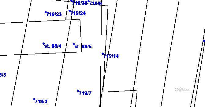 Parcela st. 719/14 v KÚ Zlukov, Katastrální mapa