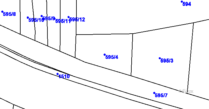 Parcela st. 595/4 v KÚ Zlukov, Katastrální mapa