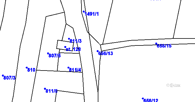 Parcela st. 656/13 v KÚ Zlukov, Katastrální mapa