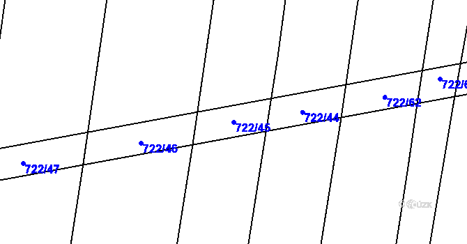 Parcela st. 722/45 v KÚ Zlukov, Katastrální mapa