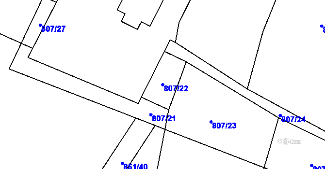 Parcela st. 807/22 v KÚ Zlukov, Katastrální mapa