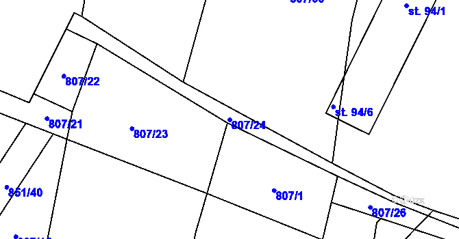 Parcela st. 807/24 v KÚ Zlukov, Katastrální mapa