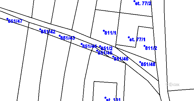 Parcela st. 851/45 v KÚ Zlukov, Katastrální mapa