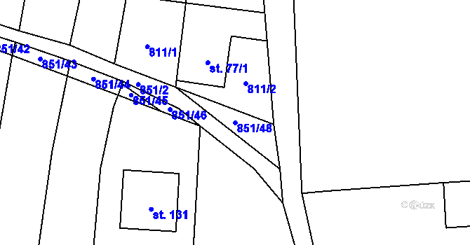 Parcela st. 851/48 v KÚ Zlukov, Katastrální mapa