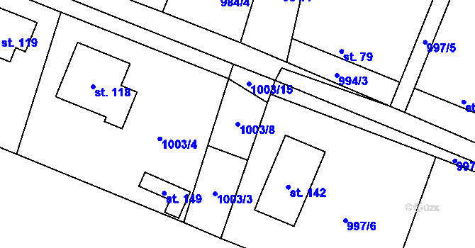Parcela st. 1003/8 v KÚ Zlukov, Katastrální mapa