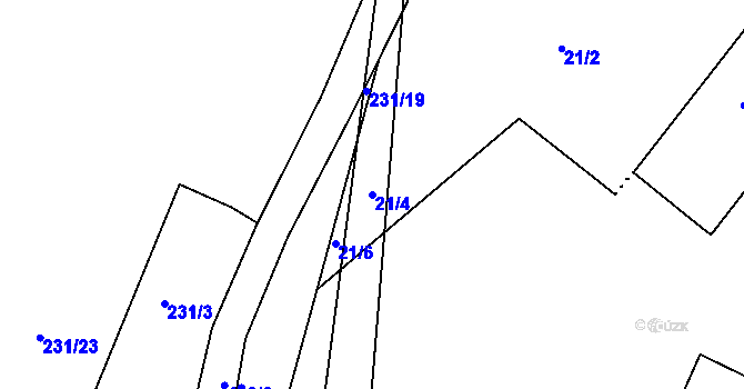 Parcela st. 21/4 v KÚ Zminný, Katastrální mapa