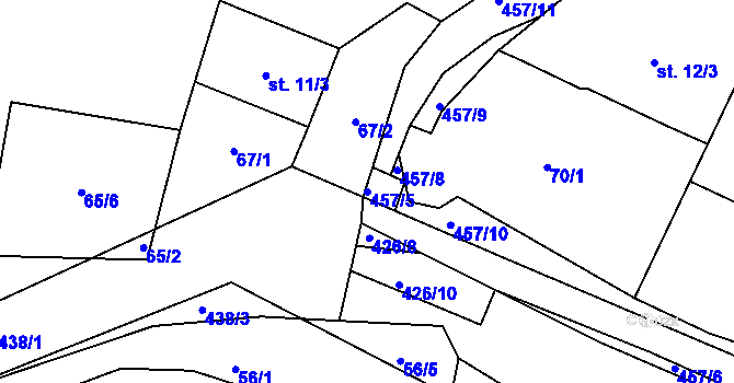 Parcela st. 457/5 v KÚ Zminný, Katastrální mapa