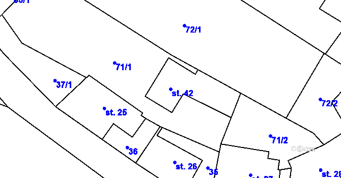 Parcela st. 42 v KÚ Zňátky, Katastrální mapa