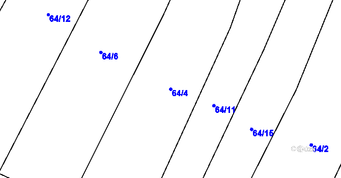 Parcela st. 64/4 v KÚ Zňátky, Katastrální mapa