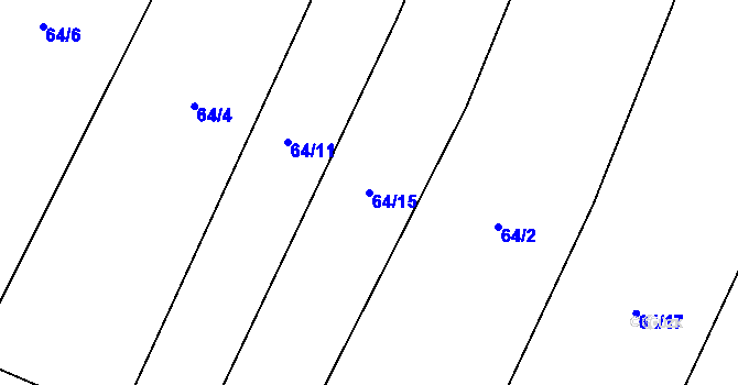 Parcela st. 64/15 v KÚ Zňátky, Katastrální mapa