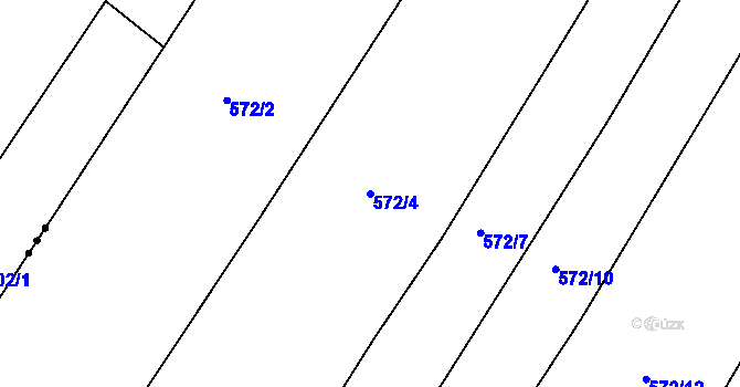Parcela st. 572/4 v KÚ Zňátky, Katastrální mapa