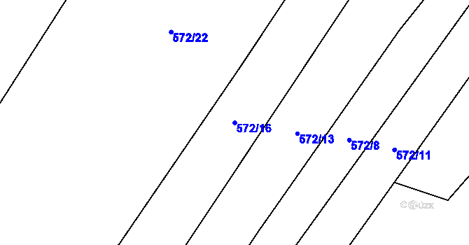 Parcela st. 572/16 v KÚ Zňátky, Katastrální mapa