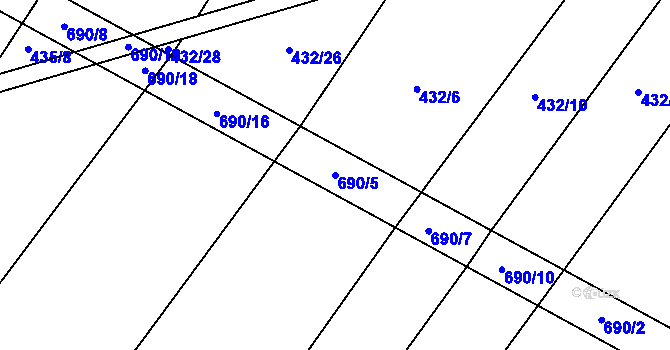 Parcela st. 690/5 v KÚ Zňátky, Katastrální mapa