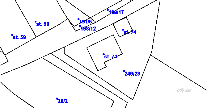 Parcela st. 73 v KÚ Zňátky, Katastrální mapa