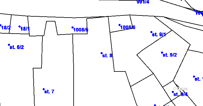 Parcela st. 8 v KÚ Znětínek, Katastrální mapa