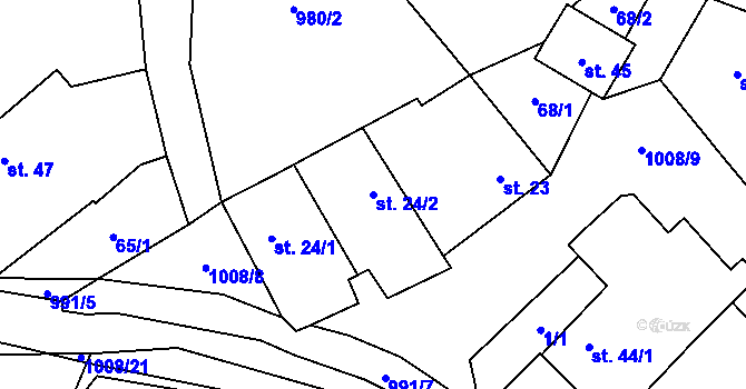 Parcela st. 24/2 v KÚ Znětínek, Katastrální mapa