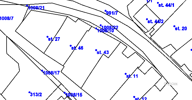 Parcela st. 43 v KÚ Znětínek, Katastrální mapa