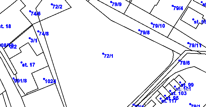 Parcela st. 72/1 v KÚ Znětínek, Katastrální mapa