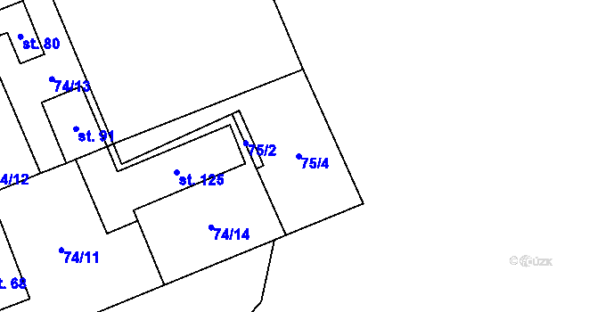 Parcela st. 75/4 v KÚ Znětínek, Katastrální mapa