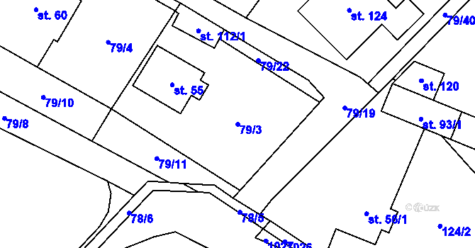 Parcela st. 79/3 v KÚ Znětínek, Katastrální mapa