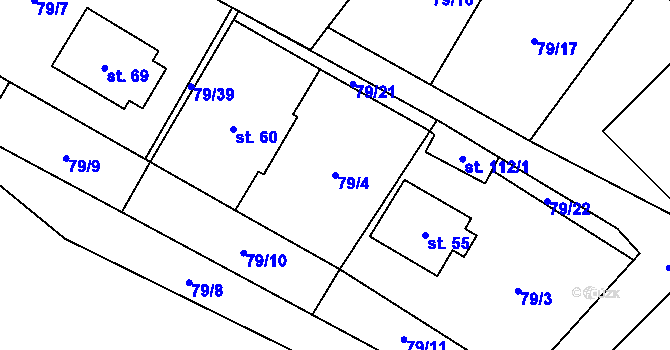 Parcela st. 79/4 v KÚ Znětínek, Katastrální mapa