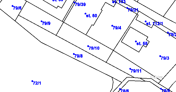Parcela st. 79/10 v KÚ Znětínek, Katastrální mapa