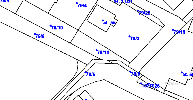 Parcela st. 79/11 v KÚ Znětínek, Katastrální mapa