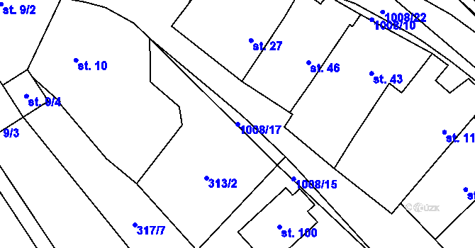 Parcela st. 1008/17 v KÚ Znětínek, Katastrální mapa