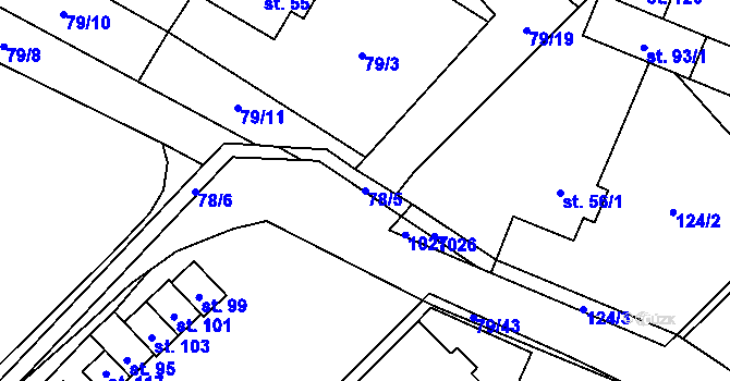 Parcela st. 78/5 v KÚ Znětínek, Katastrální mapa