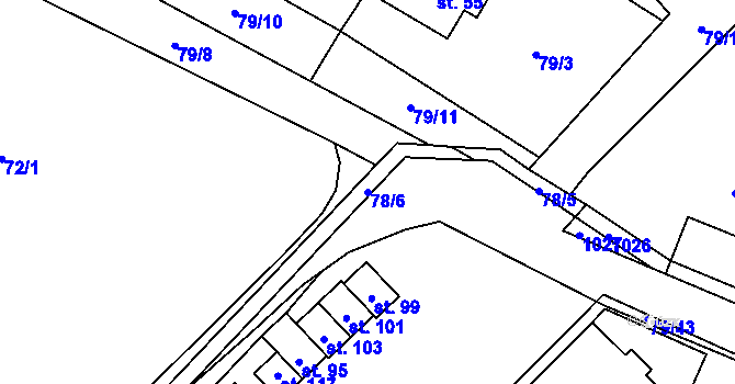 Parcela st. 78/6 v KÚ Znětínek, Katastrální mapa