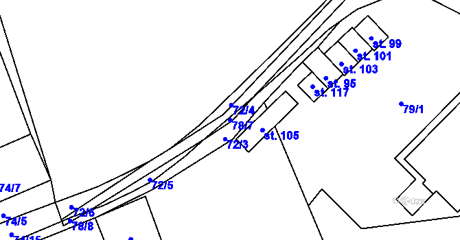 Parcela st. 78/7 v KÚ Znětínek, Katastrální mapa