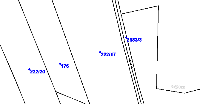 Parcela st. 222/17 v KÚ Znětínek, Katastrální mapa