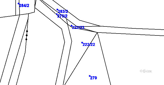 Parcela st. 222/22 v KÚ Znětínek, Katastrální mapa