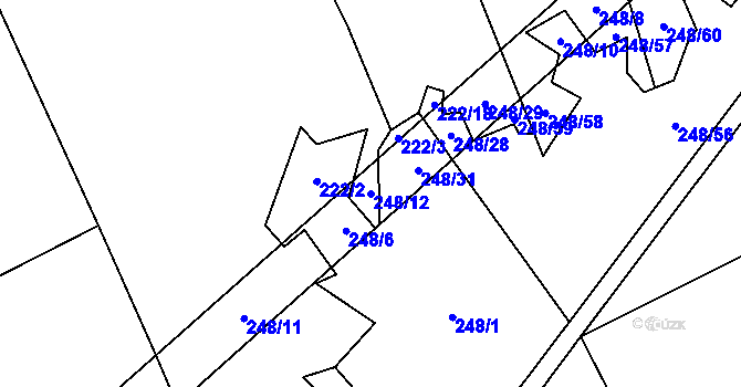 Parcela st. 248/12 v KÚ Znětínek, Katastrální mapa