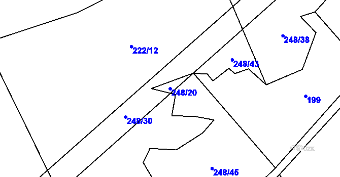 Parcela st. 248/20 v KÚ Znětínek, Katastrální mapa