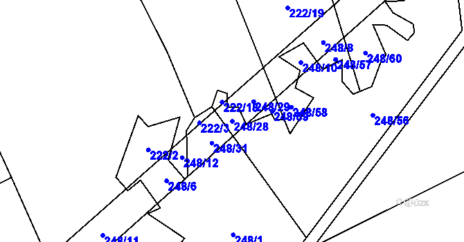 Parcela st. 248/28 v KÚ Znětínek, Katastrální mapa