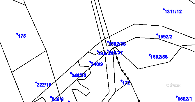 Parcela st. 248/35 v KÚ Znětínek, Katastrální mapa