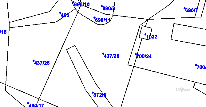 Parcela st. 437/28 v KÚ Znětínek, Katastrální mapa