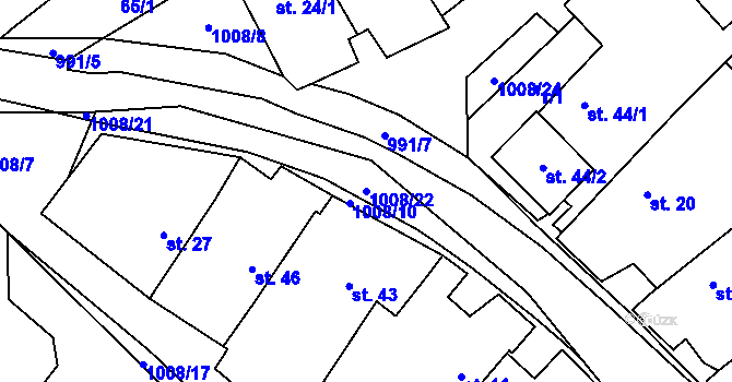 Parcela st. 1008/22 v KÚ Znětínek, Katastrální mapa