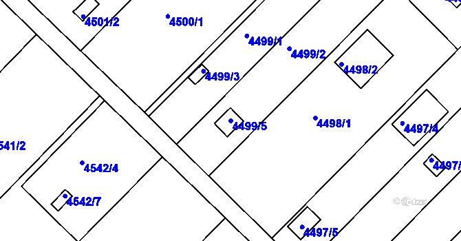 Parcela st. 4499/5 v KÚ Znojmo-město, Katastrální mapa