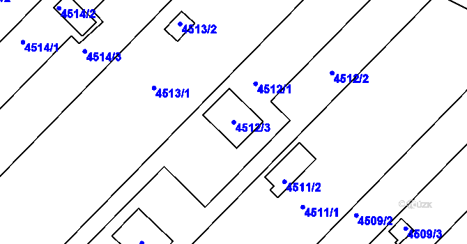 Parcela st. 4512/3 v KÚ Znojmo-město, Katastrální mapa