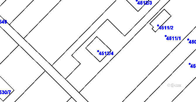 Parcela st. 4512/4 v KÚ Znojmo-město, Katastrální mapa