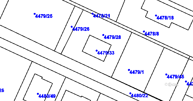 Parcela st. 4479/33 v KÚ Znojmo-město, Katastrální mapa