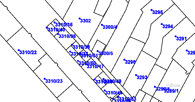Parcela st. 3300/5 v KÚ Znojmo-město, Katastrální mapa