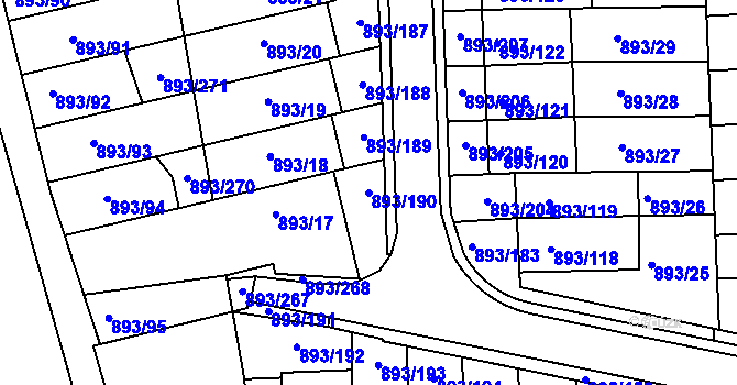 Parcela st. 893/190 v KÚ Znojmo-město, Katastrální mapa