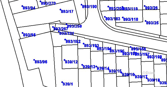 Parcela st. 893/193 v KÚ Znojmo-město, Katastrální mapa