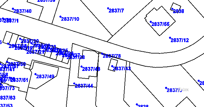 Parcela st. 2837/78 v KÚ Znojmo-město, Katastrální mapa