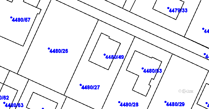 Parcela st. 4480/49 v KÚ Znojmo-město, Katastrální mapa