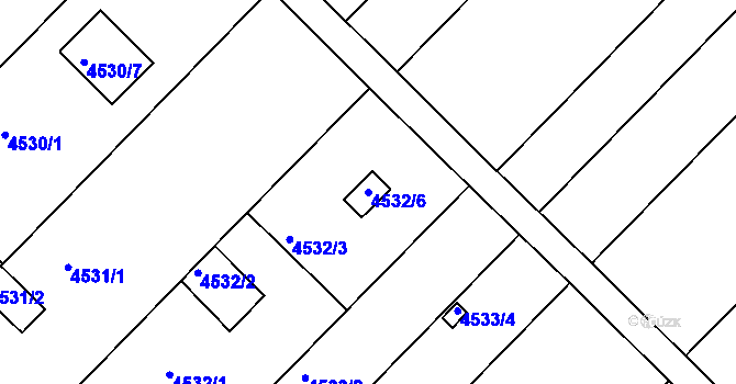Parcela st. 4532/6 v KÚ Znojmo-město, Katastrální mapa