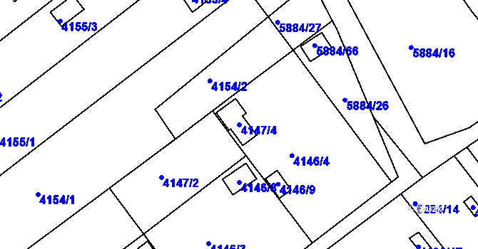 Parcela st. 4147/4 v KÚ Znojmo-město, Katastrální mapa